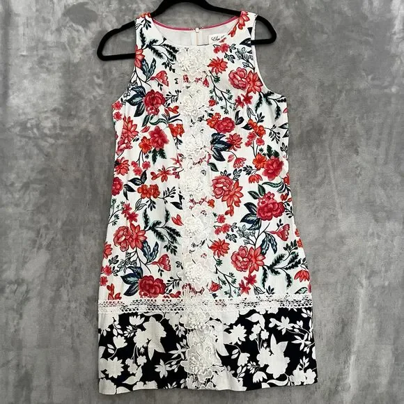 Eliza J women Sleeveless Dress Floral Shift Size 8 Knee Length - Picture 1 of 12